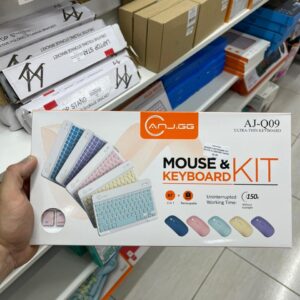 Kit Teclado e Mouse Sem Fio Bluetooth Colorido Macaron Para PC iPad Tablet Notebook AJ-Q09