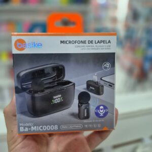 MICROFONE DE LAPELA DUPLO LIGHTINING BASIKE MIC0008